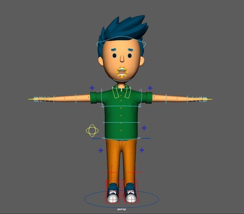 Cartoon characters Mom and son rigged 3D model 3D model_5