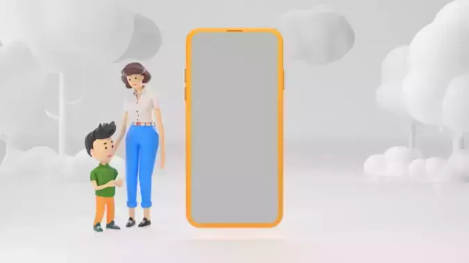 Cartoon characters Mom and son rigged 3D model