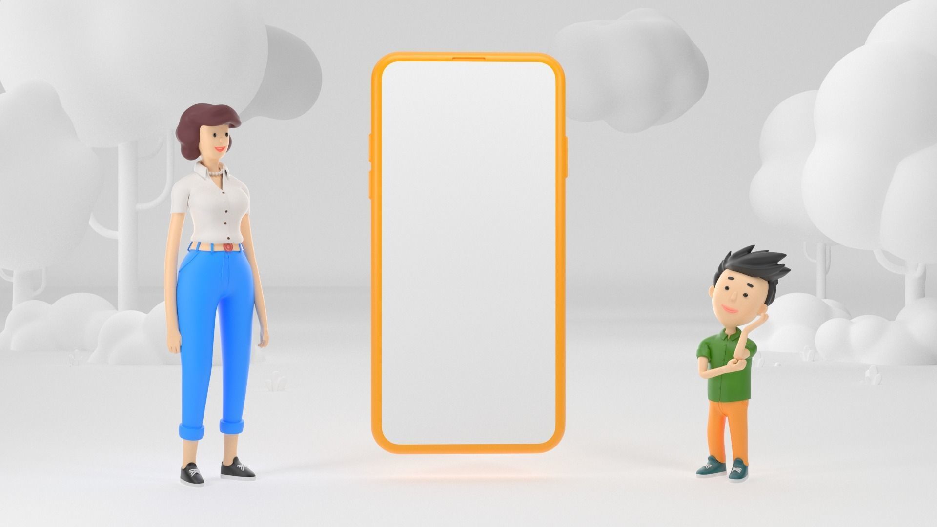 Cartoon characters Mom and son rigged 3D model 3D model_11