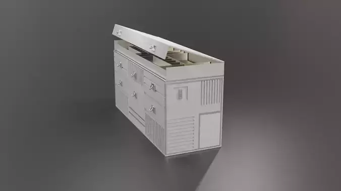 Luxurious White SIlver Drawer Cabinet