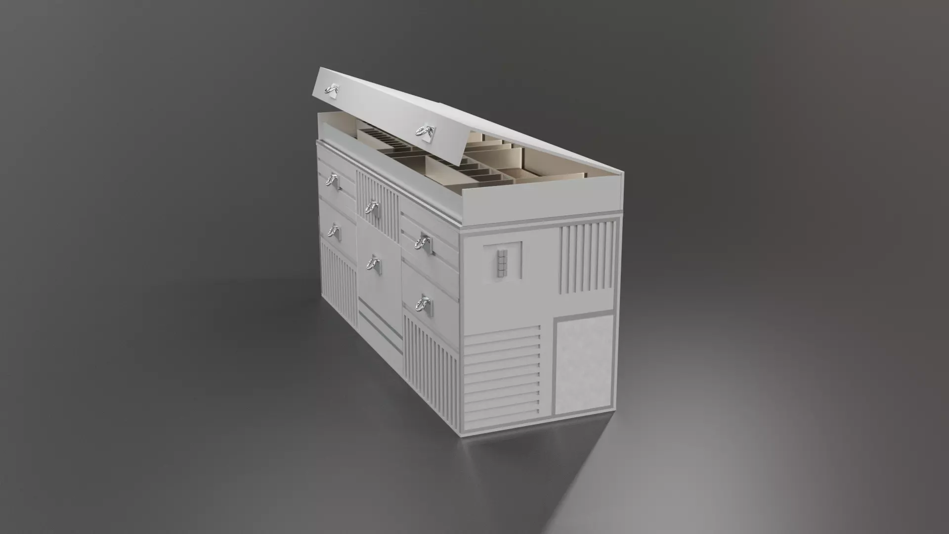 Luxurious White SIlver Drawer Cabinet Free low-poly 3D model