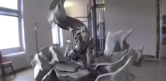 Sci fi warrior Breaking ground 3D model