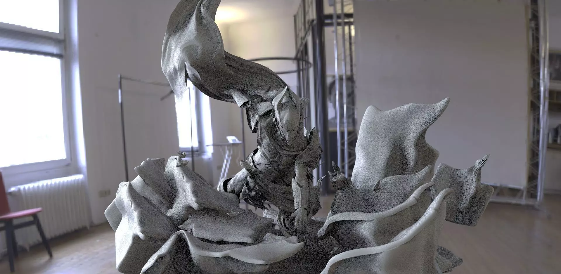 Sci fi warrior Breaking ground 3D model_0