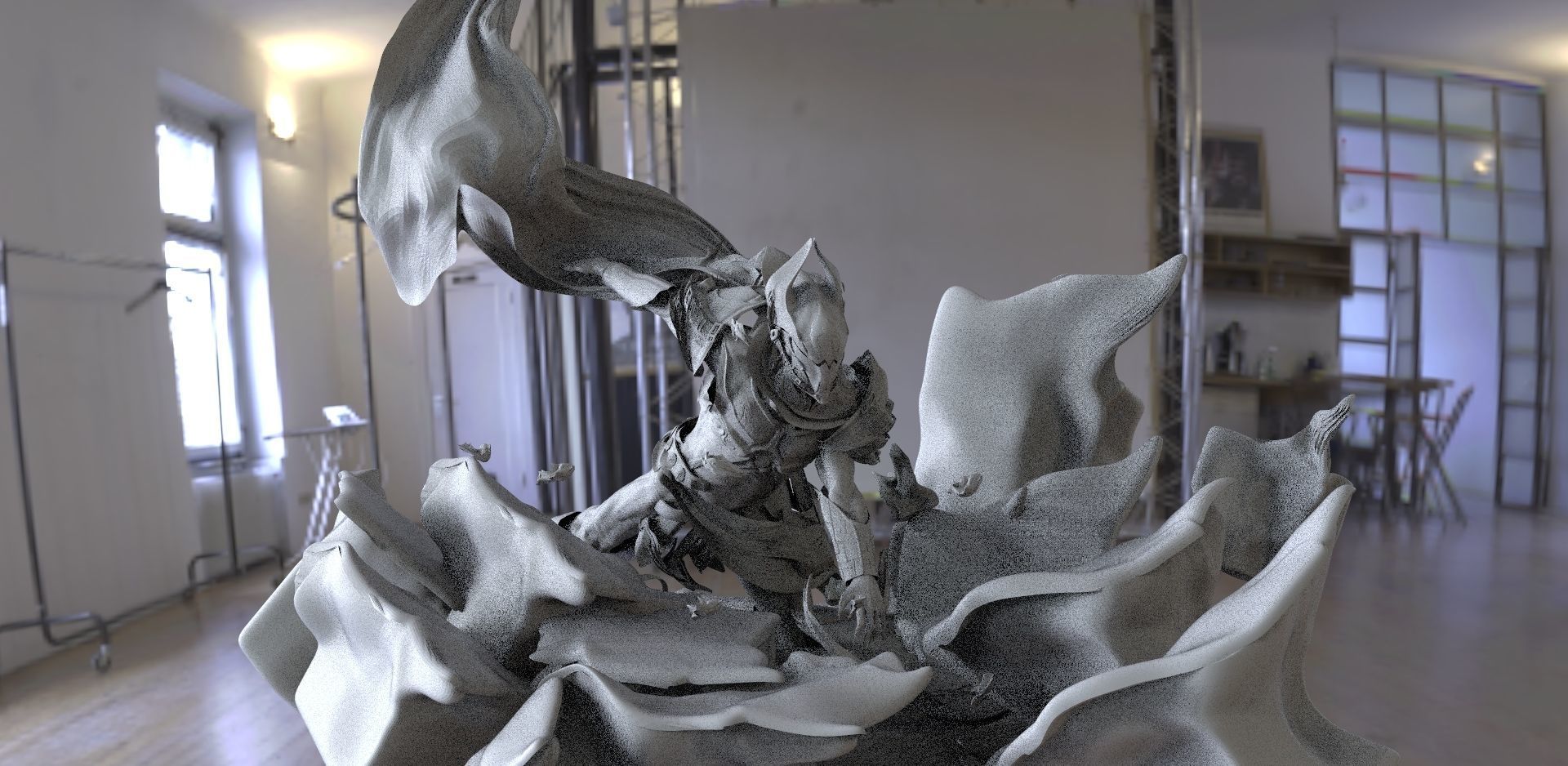 Sci fi warrior Breaking ground 3D model_1