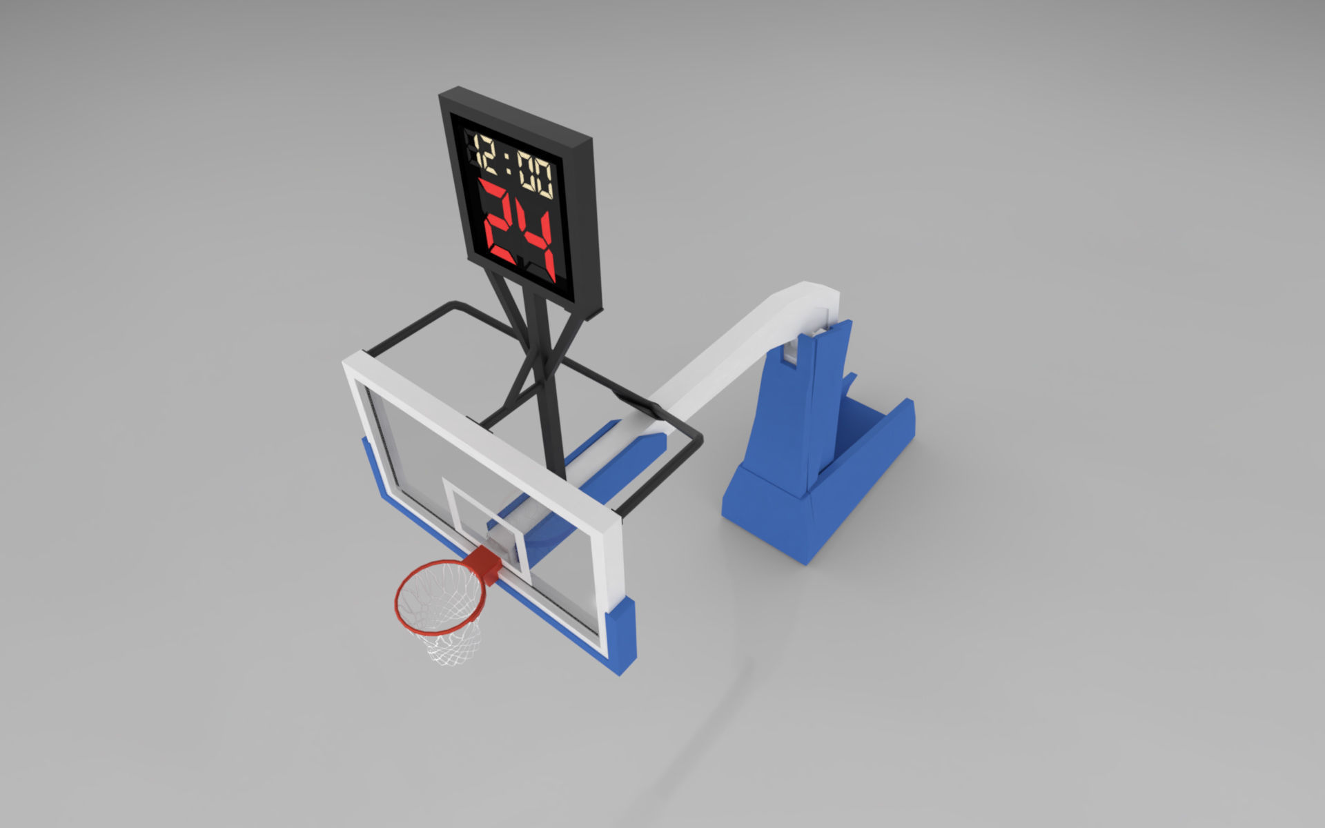 Pro Basketball Hoop and Stanchion Low-poly 3D model_2