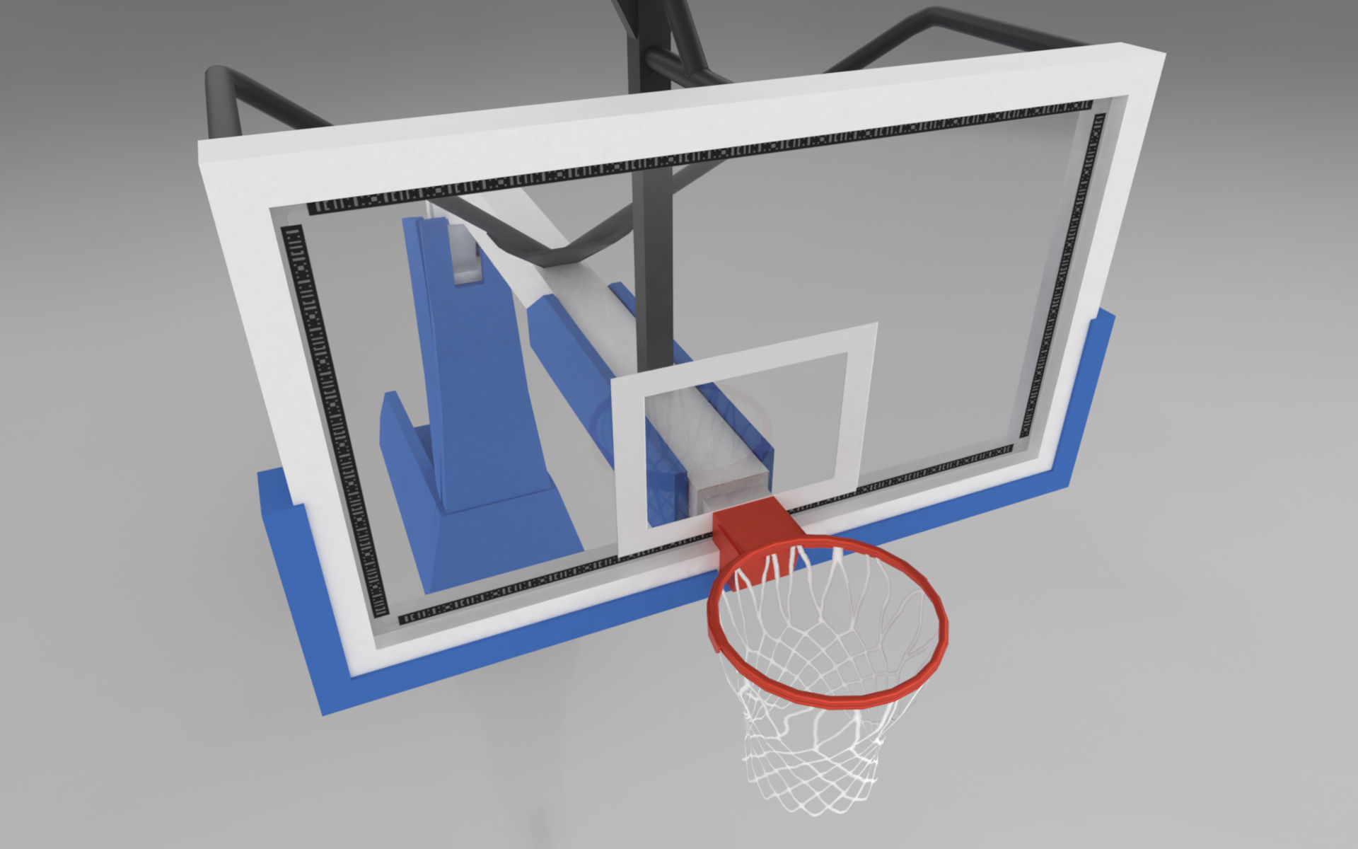 Pro Basketball Hoop and Stanchion Low-poly 3D model_3
