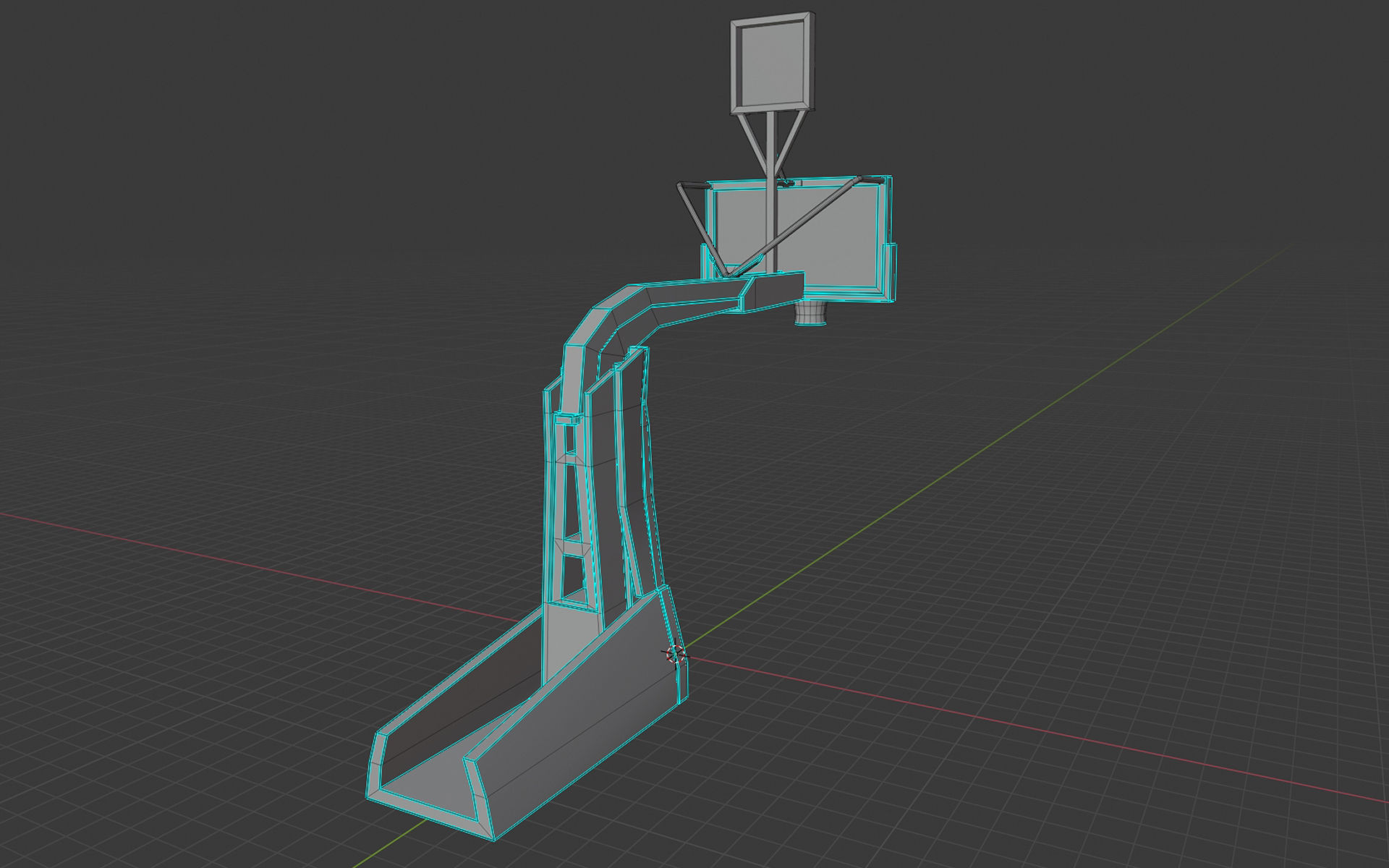 Pro Basketball Hoop and Stanchion Low-poly 3D model_12