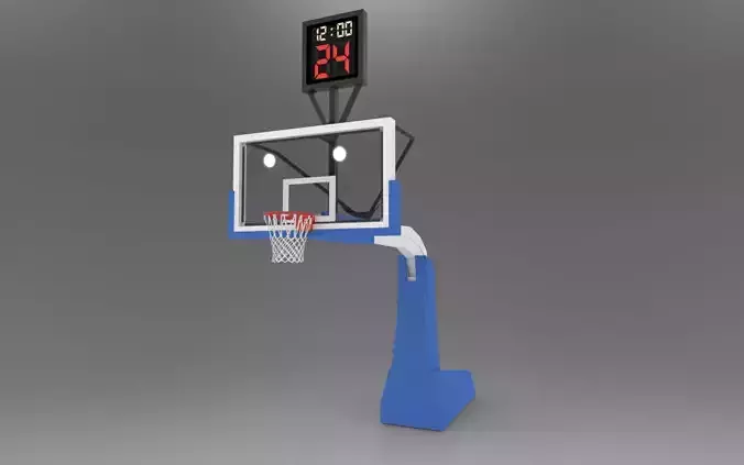 Pro Basketball Hoop and Stanchion Low-poly 3D model