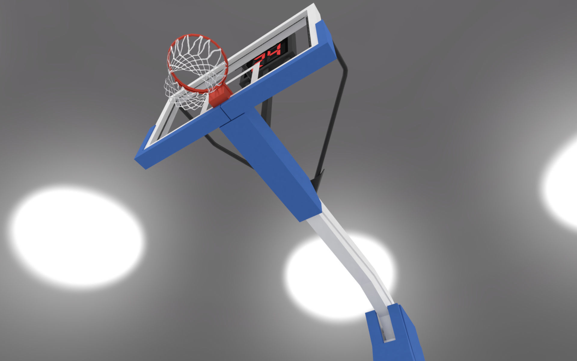 Pro Basketball Hoop and Stanchion Low-poly 3D model_7