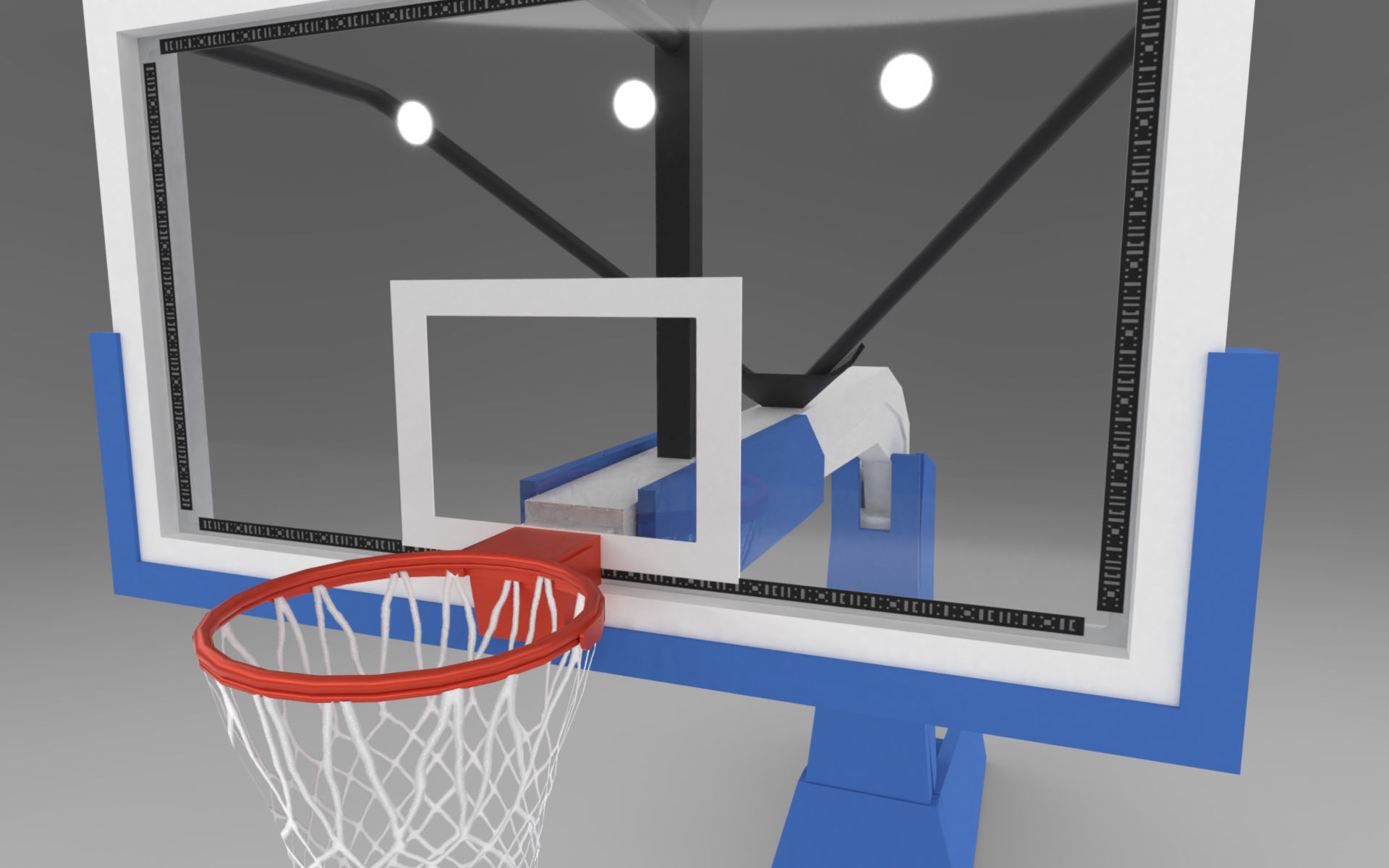 Pro Basketball Hoop and Stanchion Low-poly 3D model_9