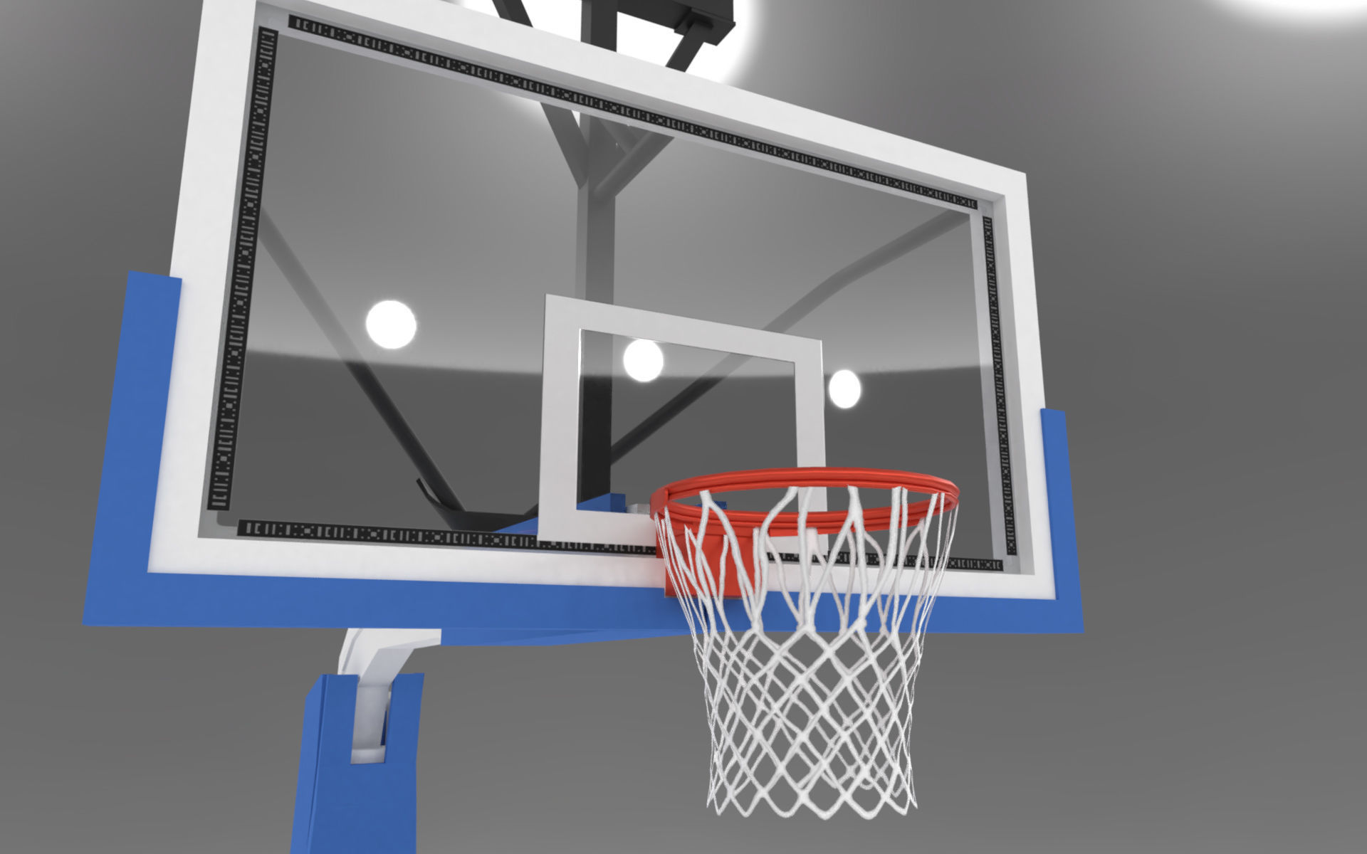 Pro Basketball Hoop and Stanchion Low-poly 3D model_1