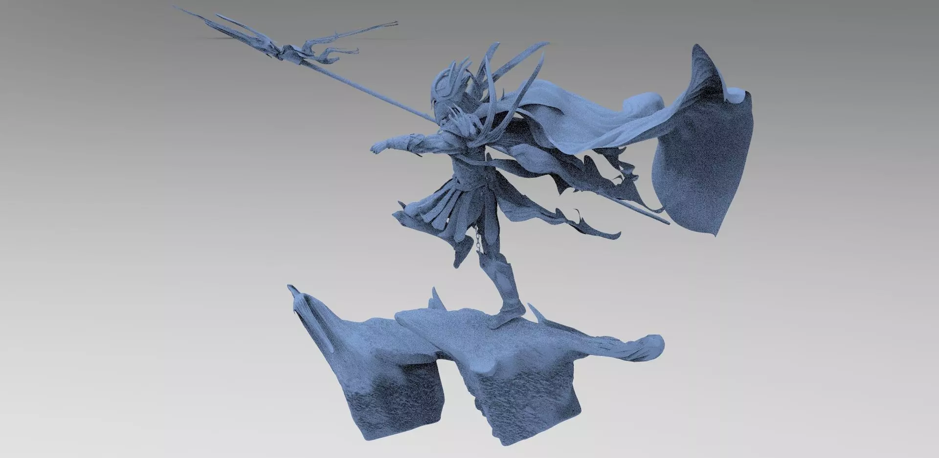 Spearman warrior running 3D model