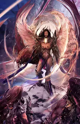 Phoenix Rising women model with phoenix