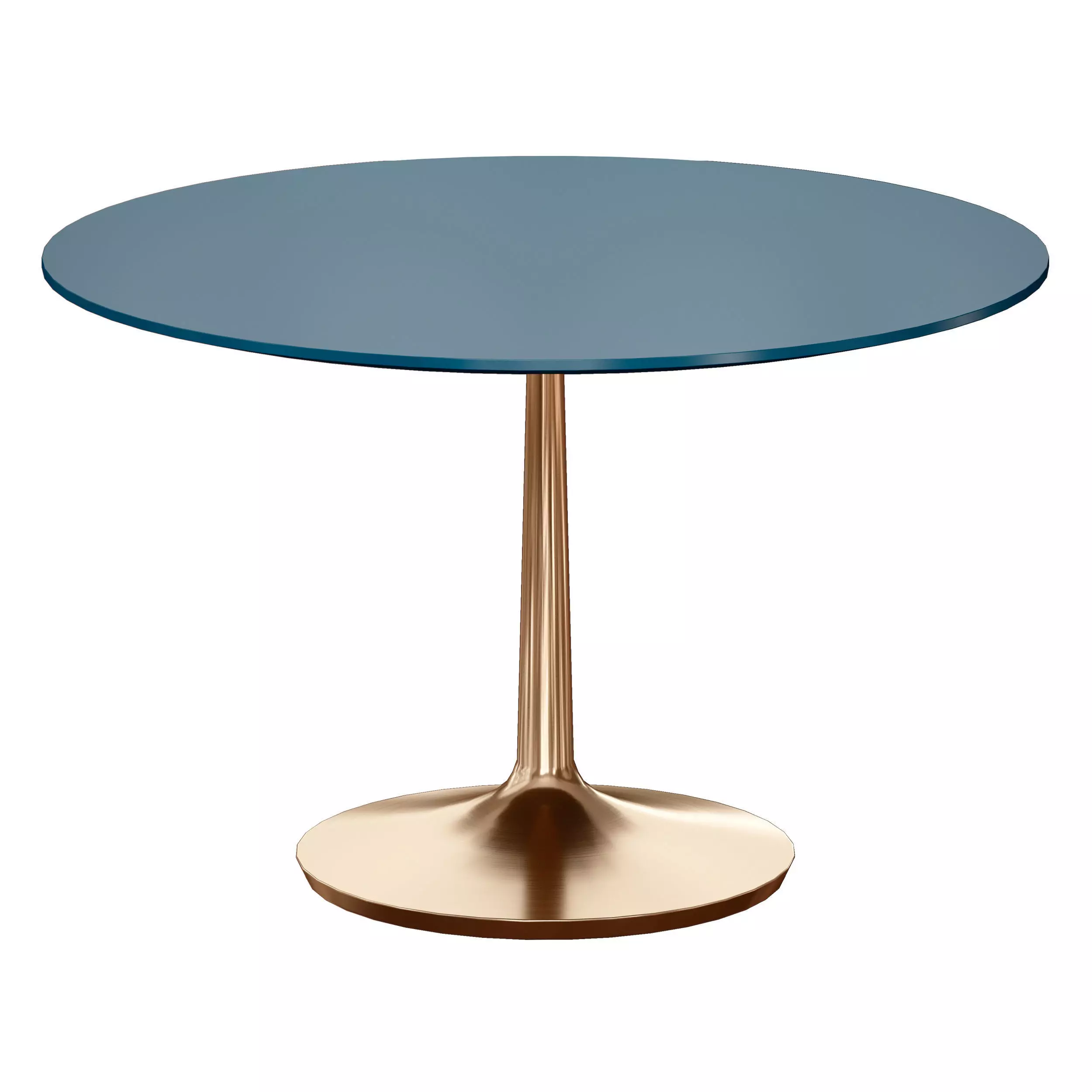 Nero 48 Blue Lacquer Dining Table with Brass Base 3D model_0