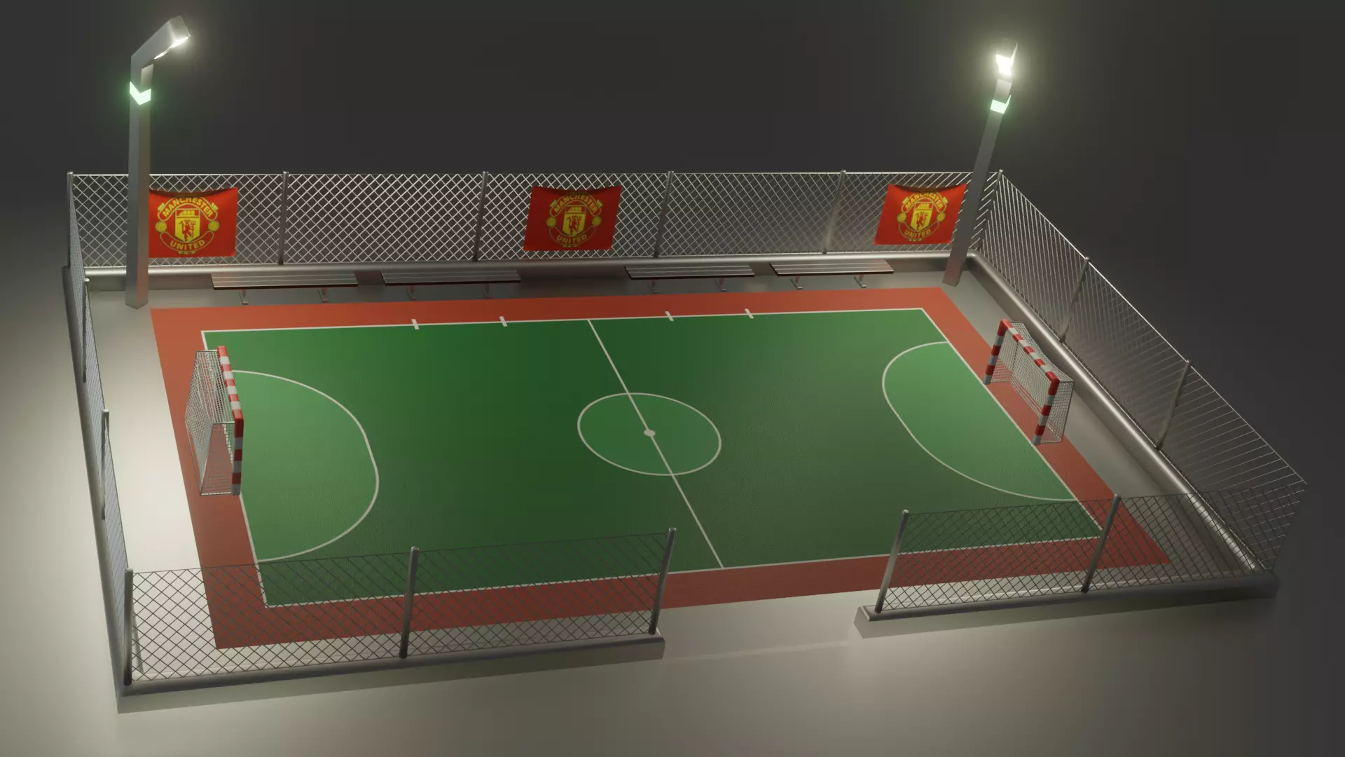 soccer court Low-poly 3D model