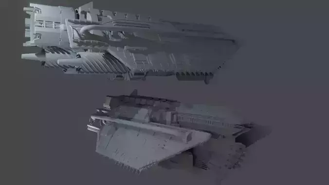crafts sci-fi spaceship in night sky Free 3D model