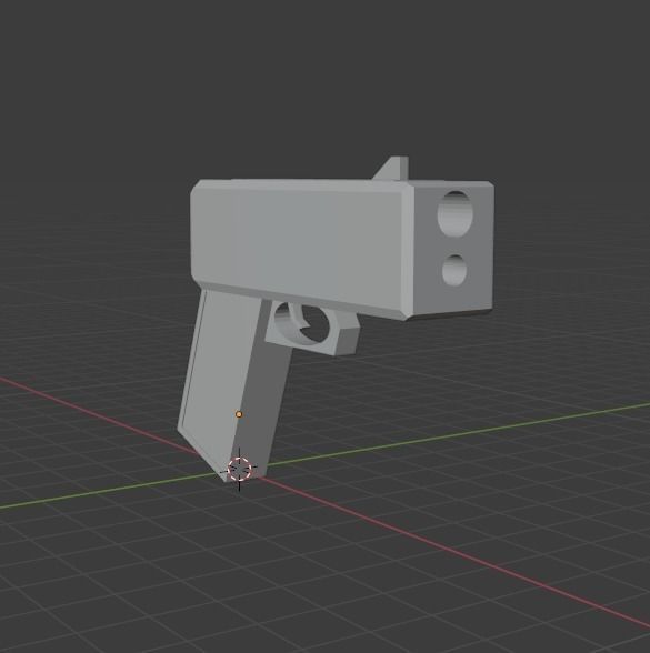 A simple block gun Free low-poly 3D model_1