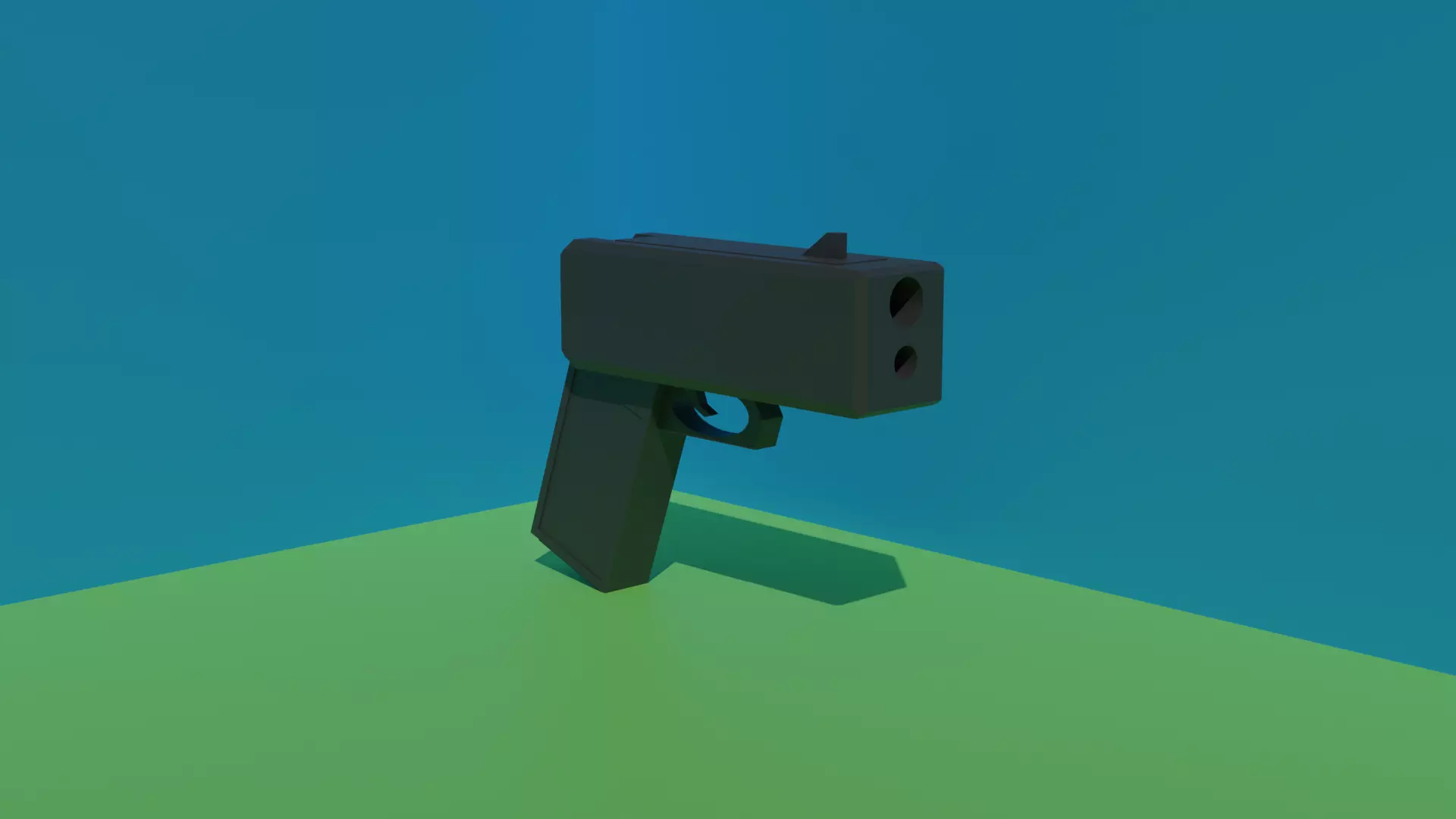 A simple block gun Free low-poly 3D model_0