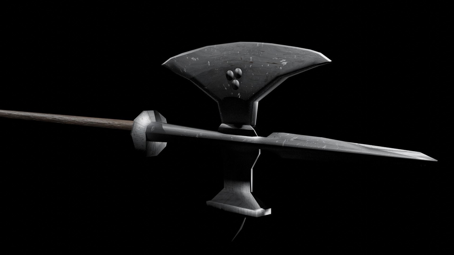 Poleaxe sword Low-poly 3D model_4
