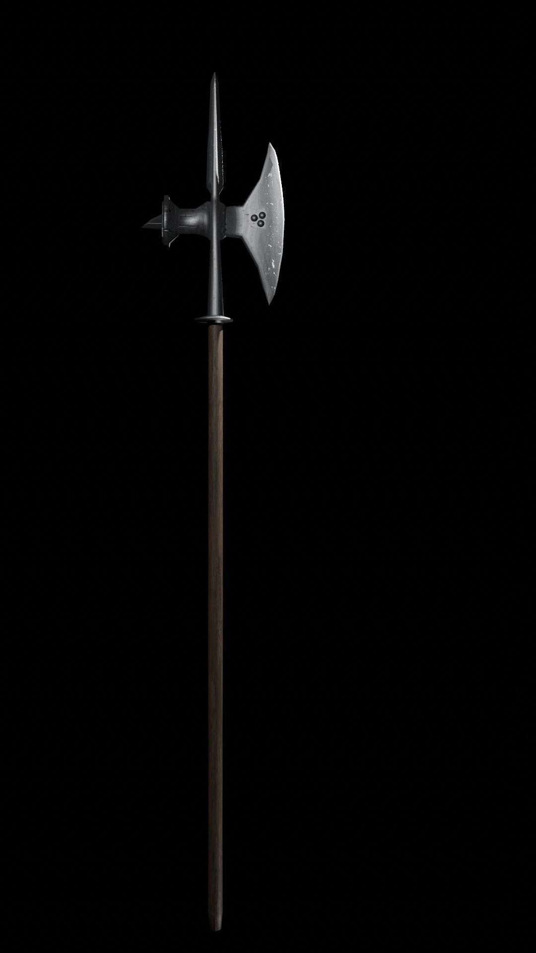 Poleaxe sword Low-poly 3D model_2