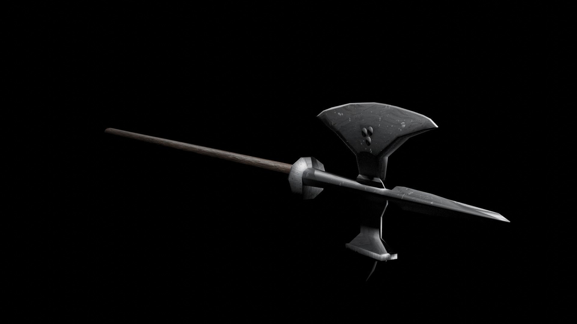 Poleaxe sword Low-poly 3D model_3