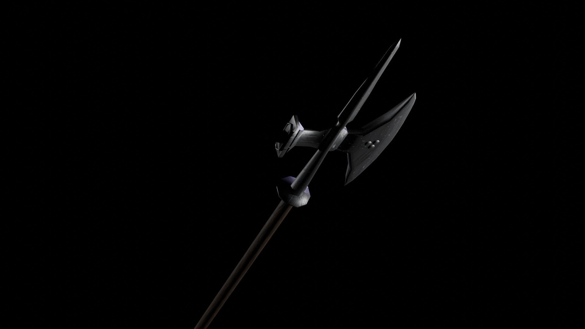 Poleaxe sword Low-poly 3D model_6