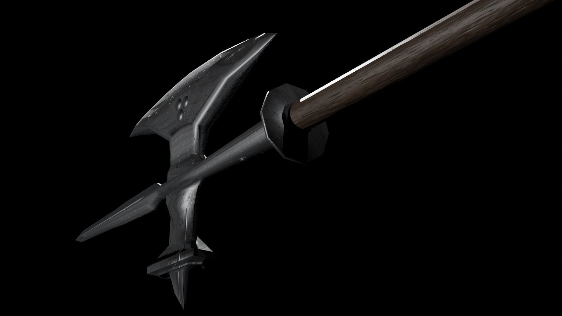 Poleaxe sword Low-poly 3D model_1