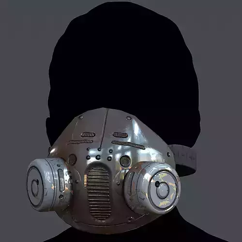 Gas mask helmet 3d model scifi Low-poly 