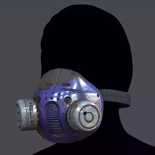 Gas mask helmet 3d model scifi Low-poly 