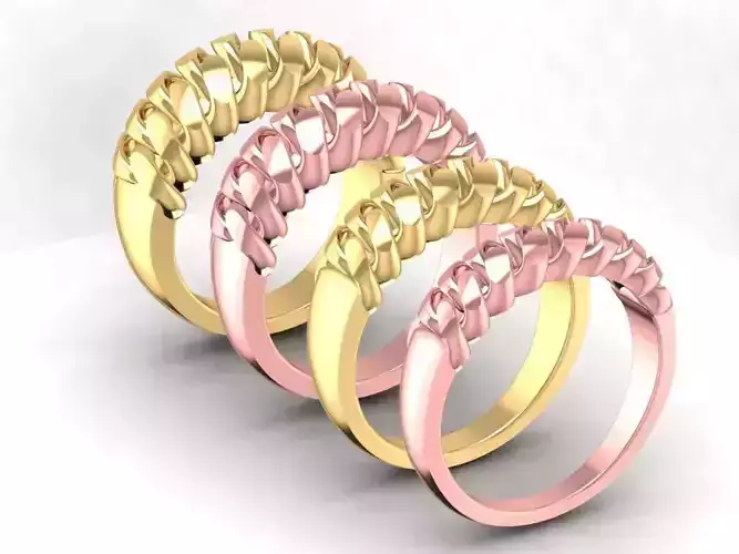 Spiral Multi Band Statement Ring 3D Model 1805
