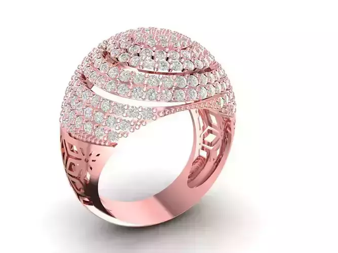 Luxury Dome Pave Diamond Cocktail Ring for Women 3D Model 1810
