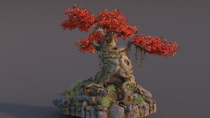Realistic fantasy old tree Low-poly 3D model 6