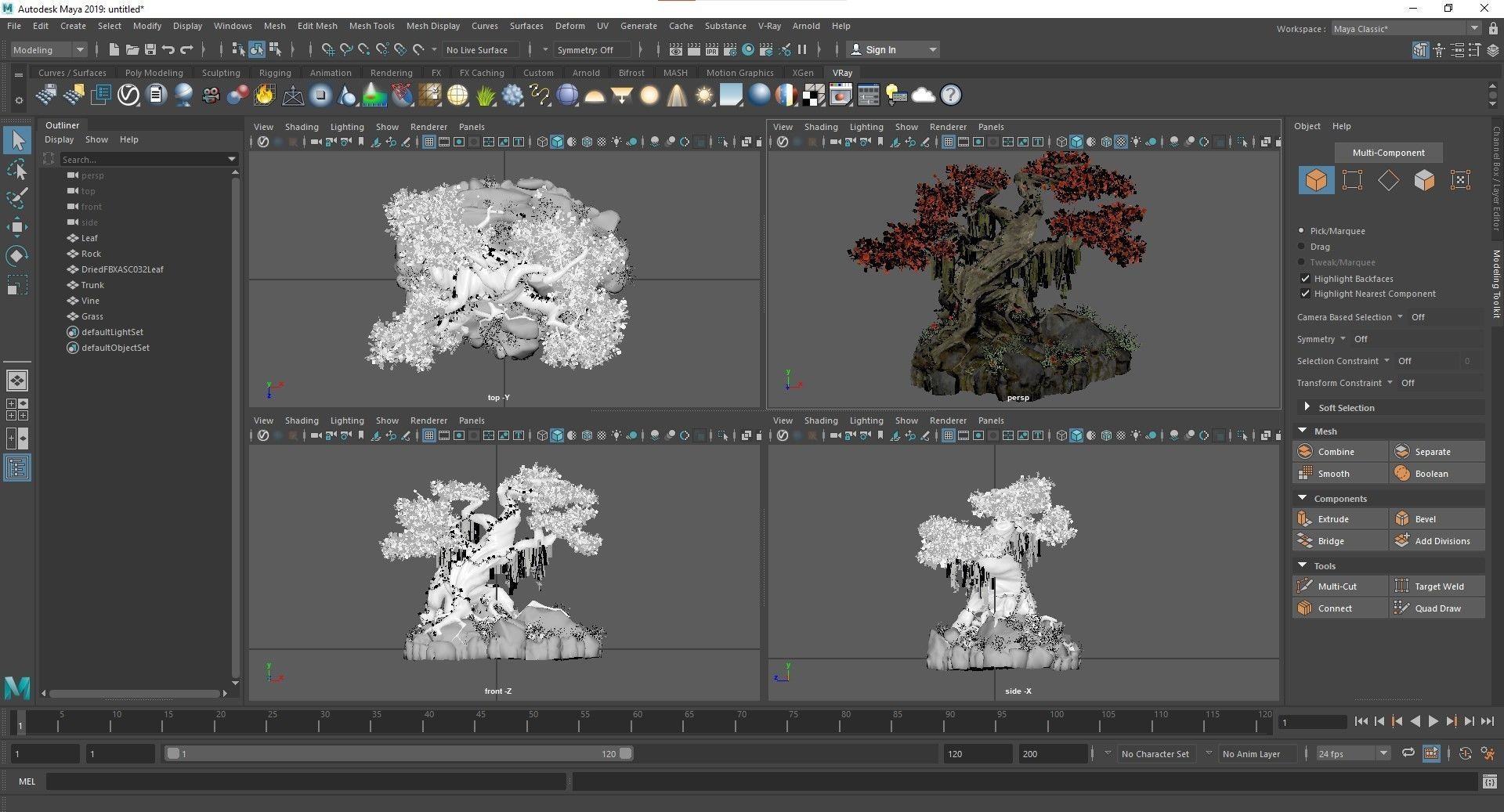 Realistic fantasy old tree Low-poly 3D model_18