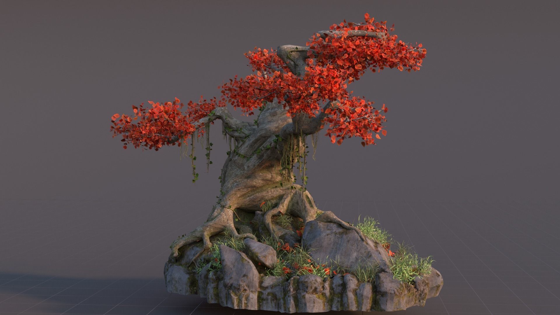 Realistic fantasy old tree Low-poly 3D model_12