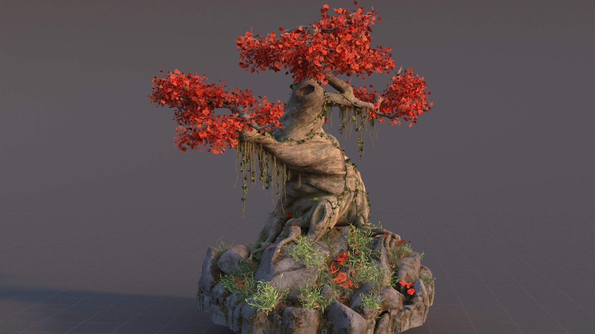 Realistic fantasy old tree Low-poly 3D model_10
