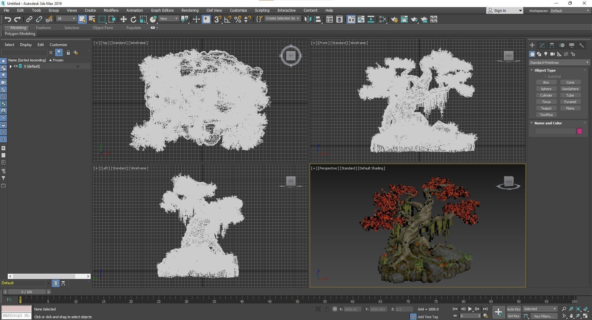 Realistic fantasy old tree Low-poly 3D model_17