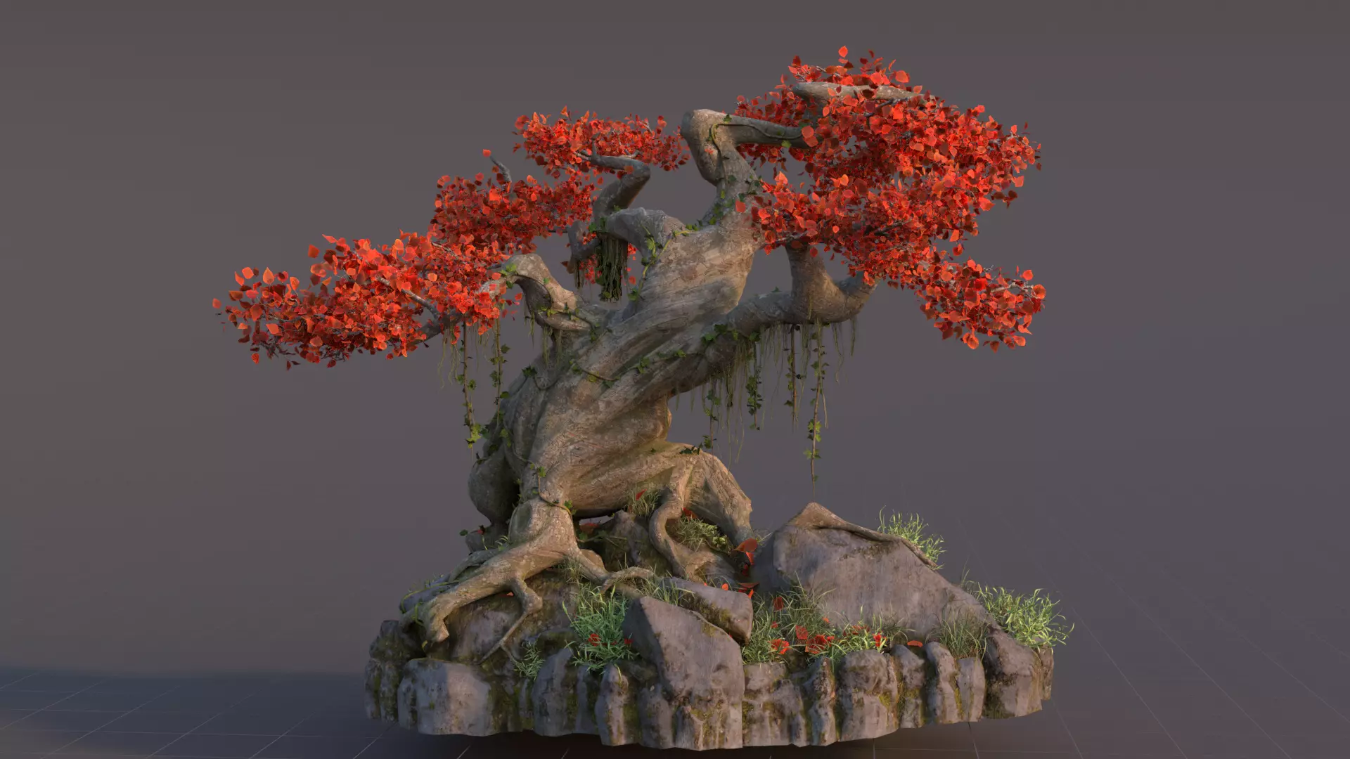 Realistic fantasy old tree Low-poly 3D model_0