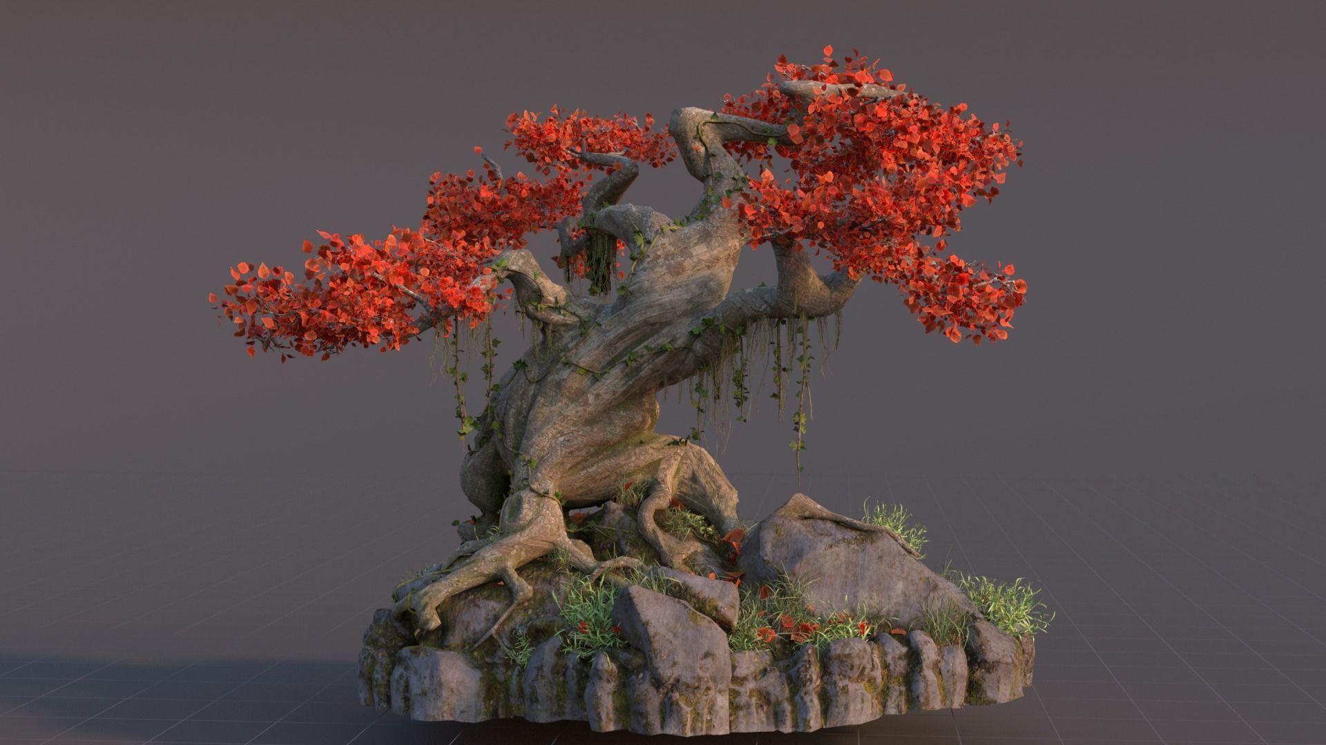 Realistic fantasy old tree Low-poly 3D model_0