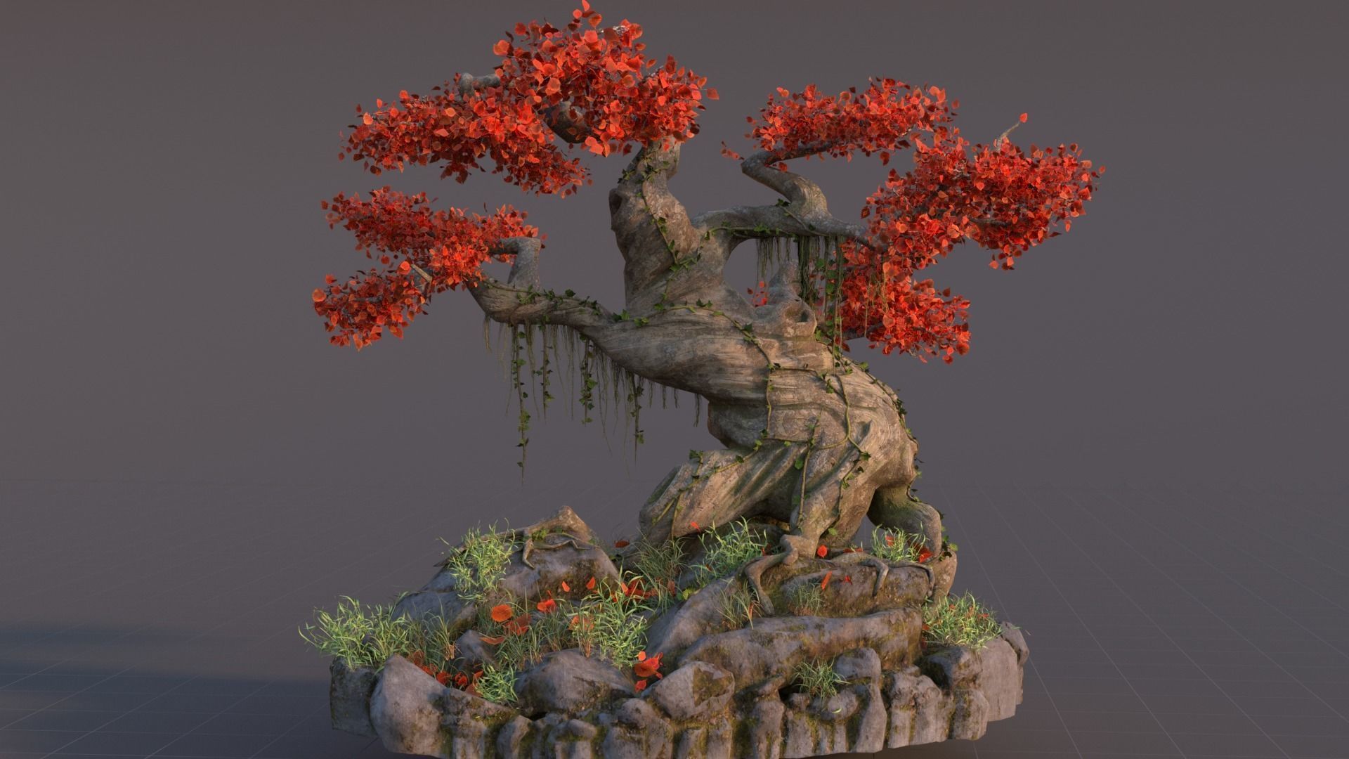 Realistic fantasy old tree Low-poly 3D model_8