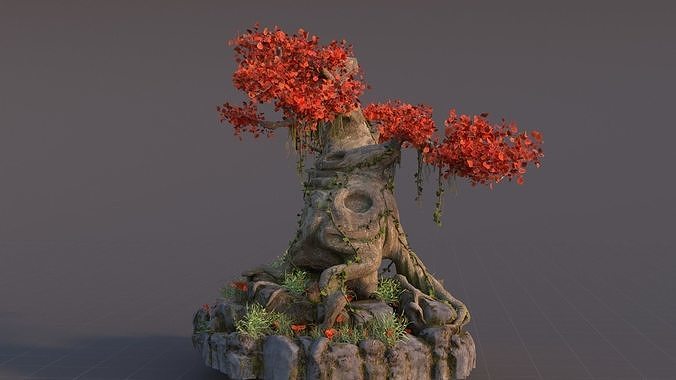 Realistic fantasy old tree Low-poly 3D model 5