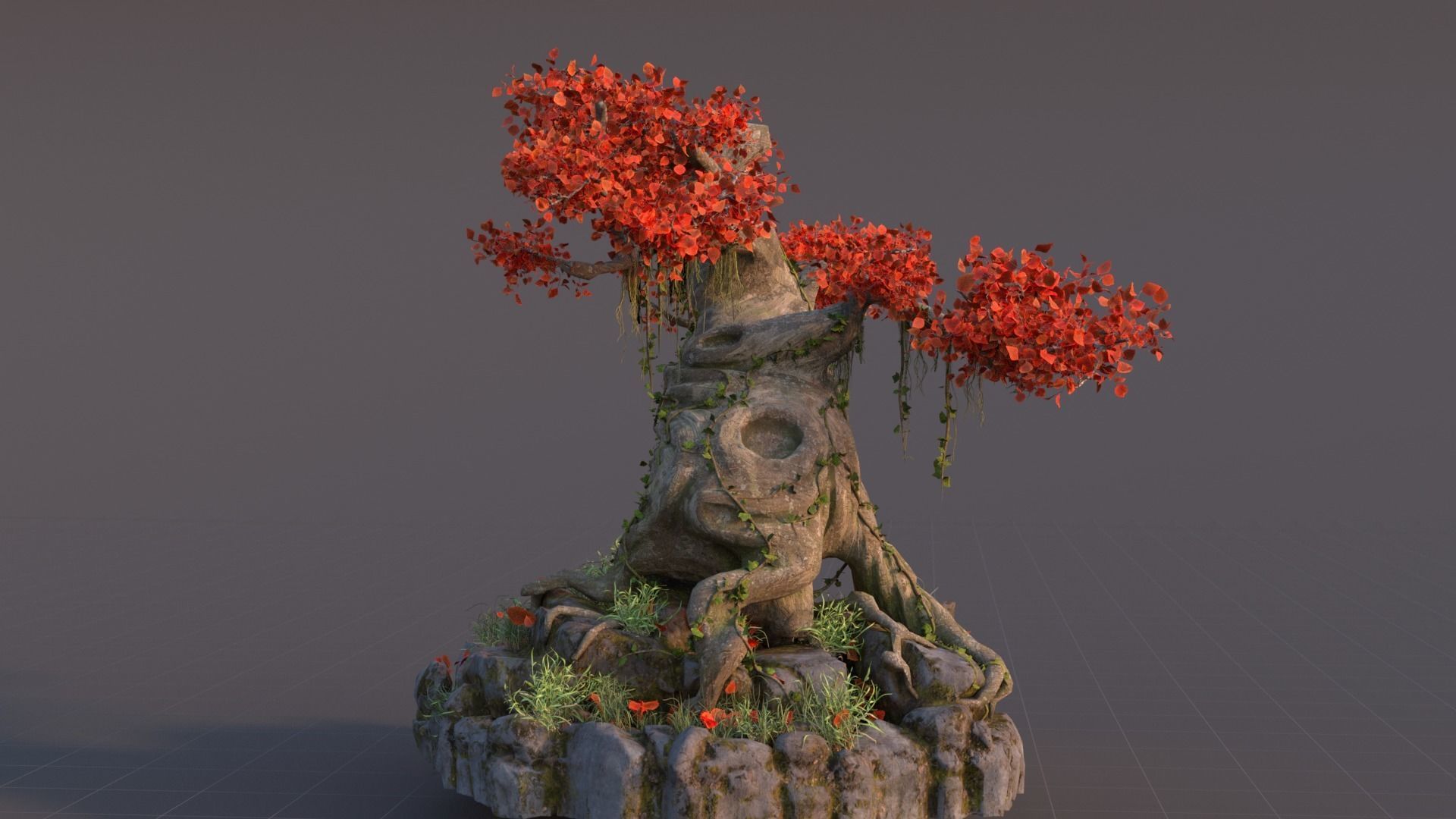 Realistic fantasy old tree Low-poly 3D model_5