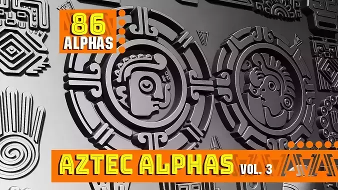Aztec ALPHA BRUSHES Volume 3 3D model