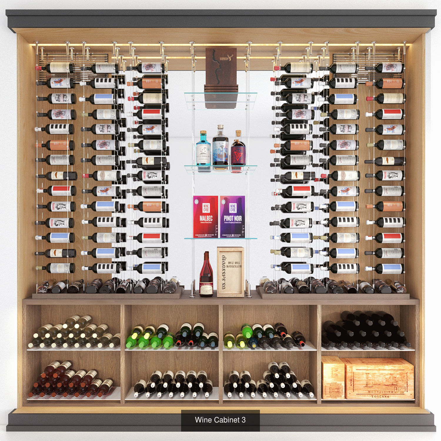 Wine Cabinet Set 3D Model Collection_3