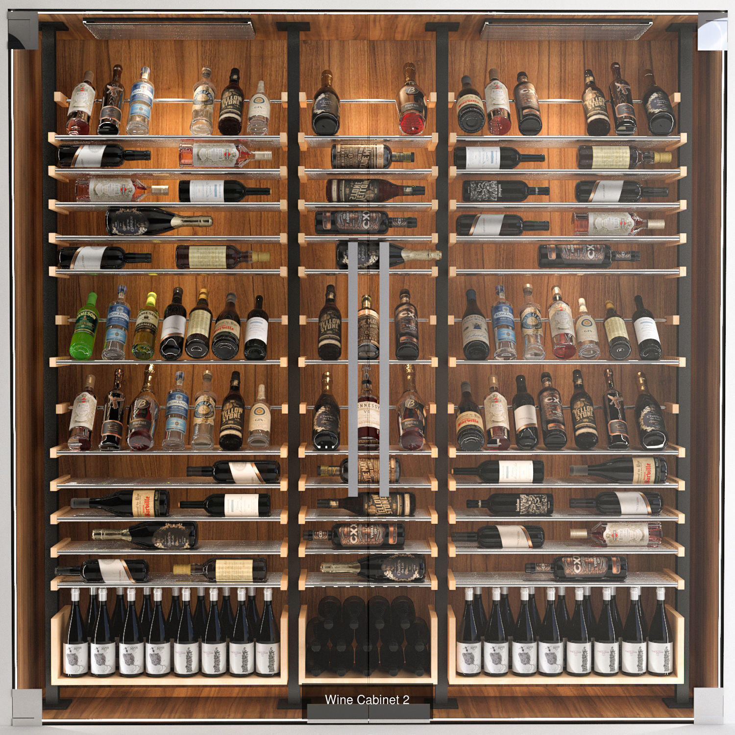 Wine Cabinet Set 3D Model Collection_2