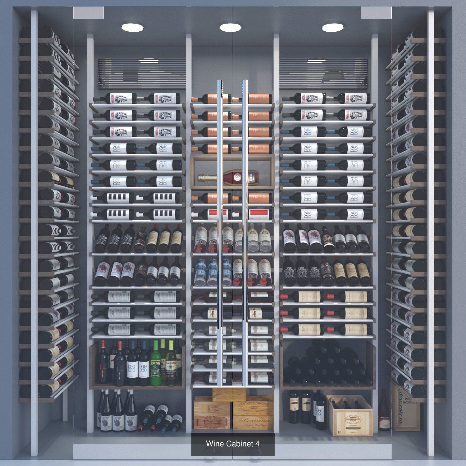 Wine Cabinet Set 3D Model Collection_4