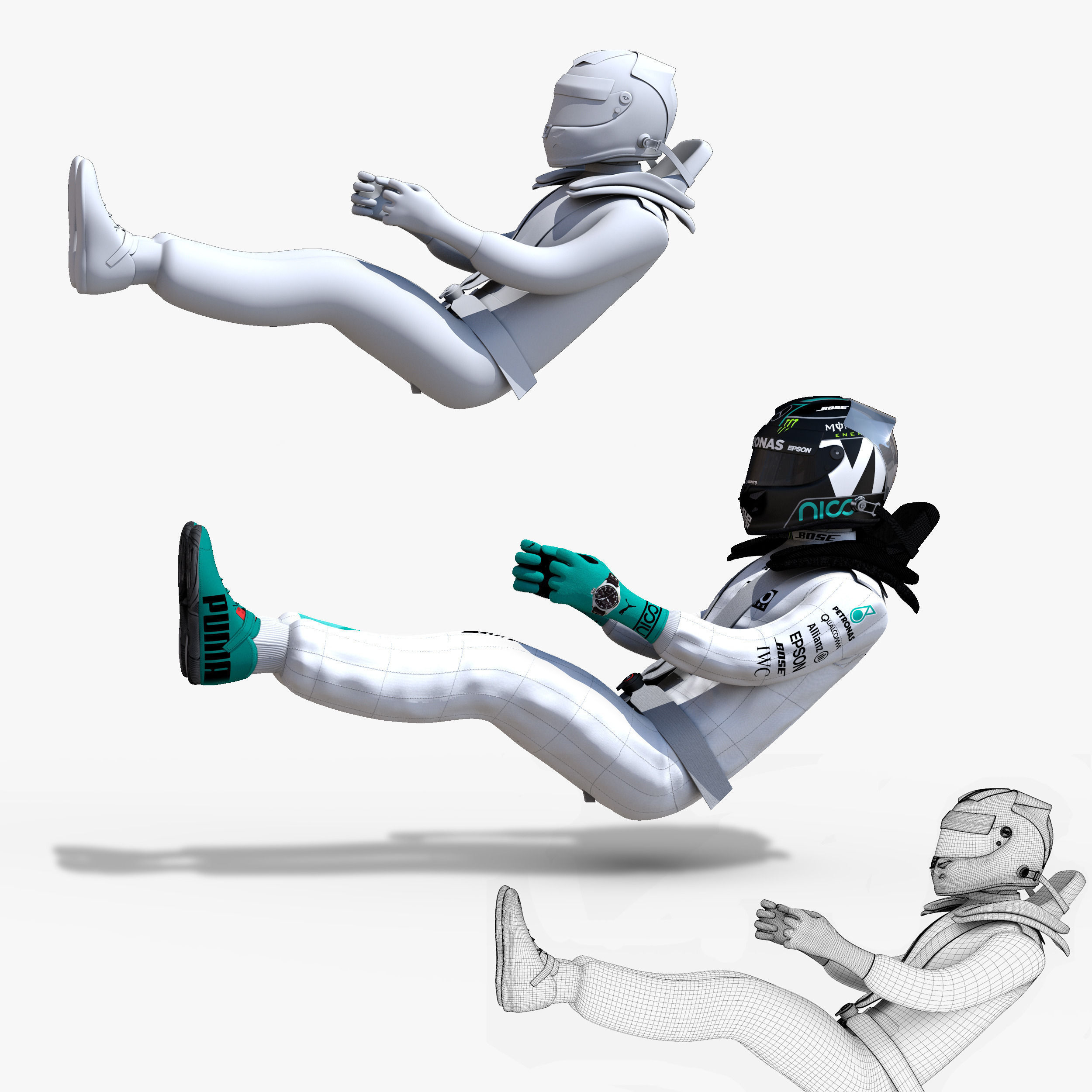 Nico Rosberg 2016 Low-poly 3D model_1