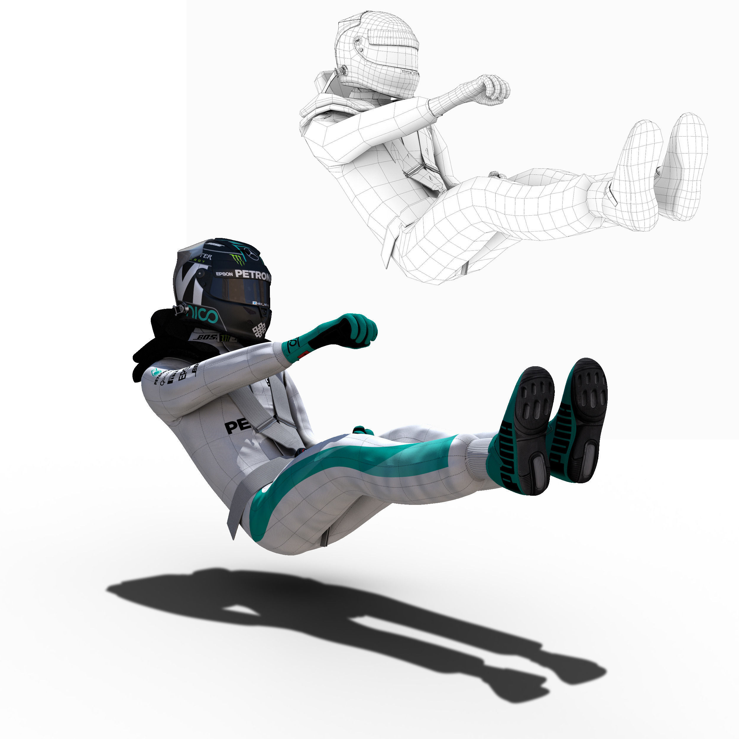 Nico Rosberg 2016 Low-poly 3D model_4
