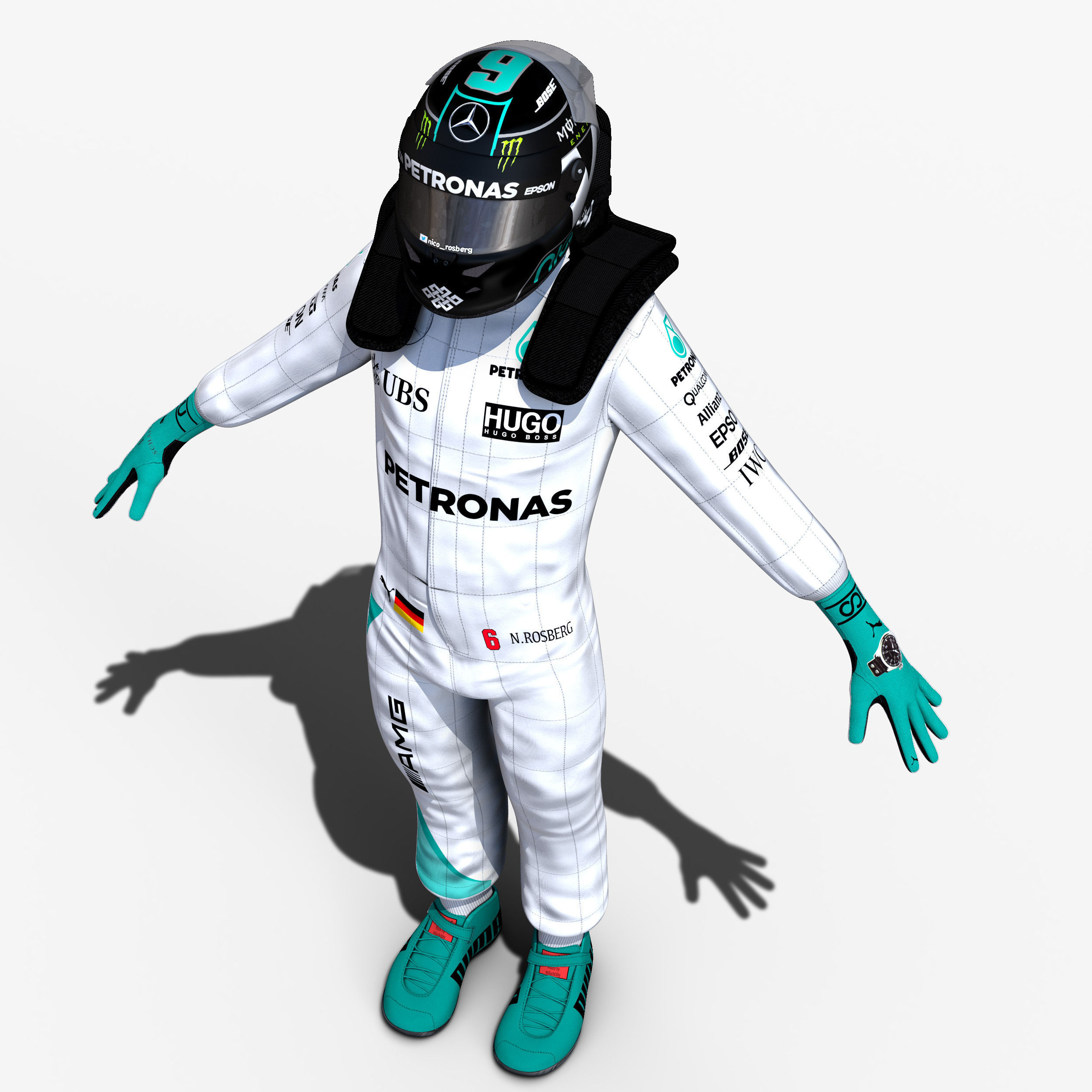 Nico Rosberg 2016 Low-poly 3D model_8