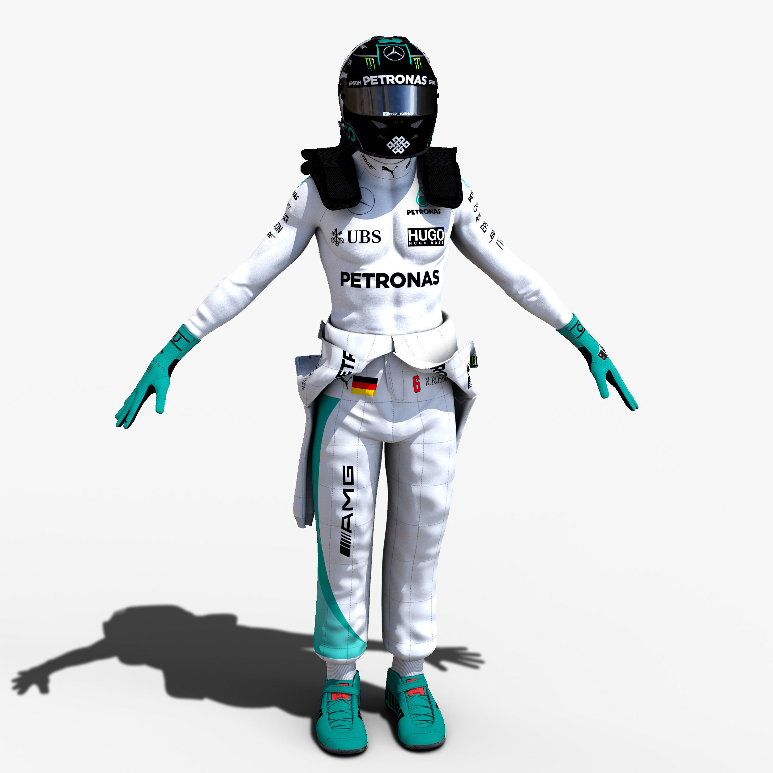 Nico Rosberg 2016 Low-poly 3D model_2