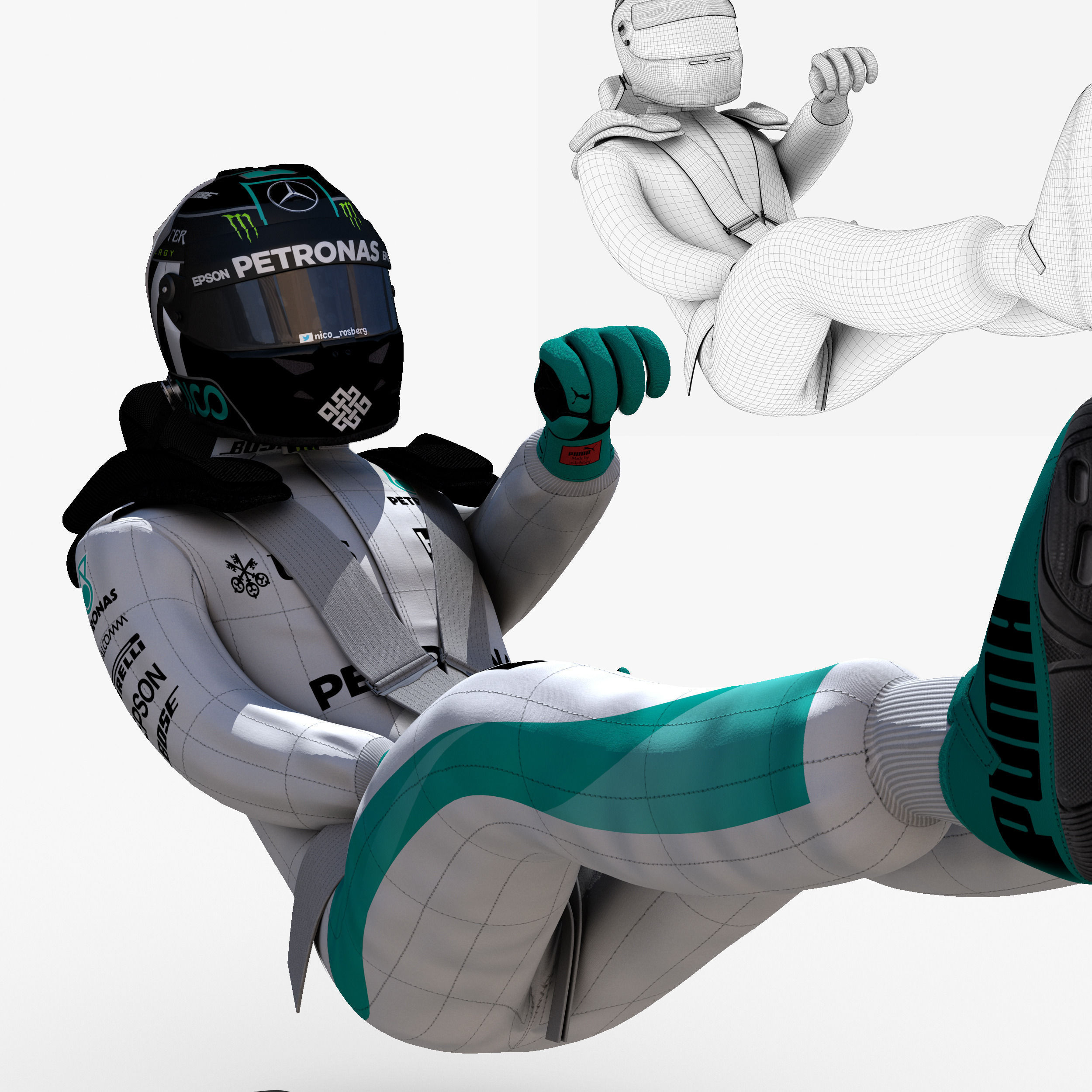 Nico Rosberg 2016 Low-poly 3D model_6